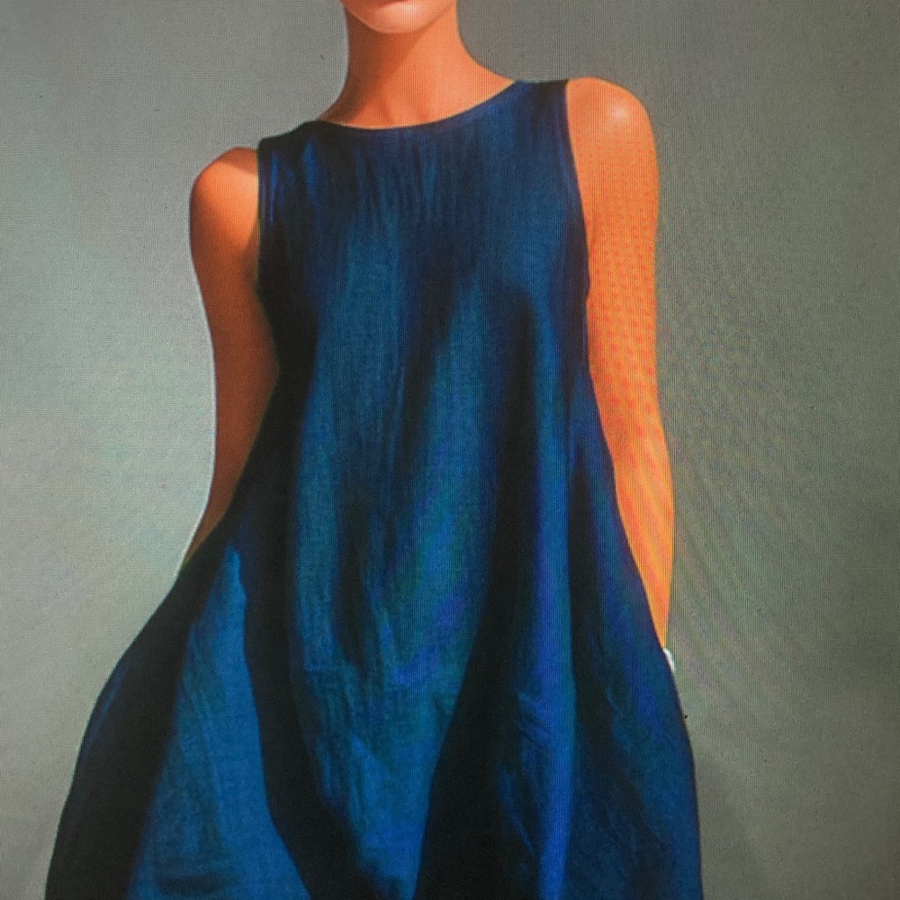 Sleeveless Blue High-Low Shift Dress - Picture 3 of 3